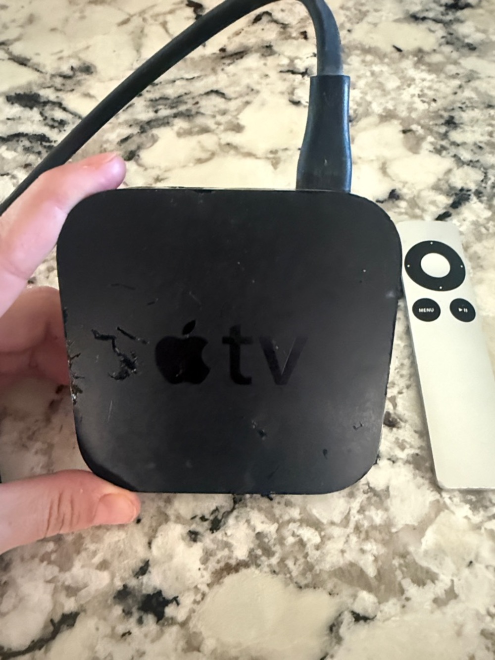 Apple Black Apple TV Media Streaming Box with Silver Remote
